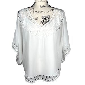 White House Black Market Sz S/P White Camisole and Blouse Dolman Sleeves Cutouts